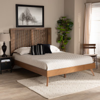 Baxton Studio Takeo-Ash Walnut-Full Baxton Studio Takeo Mid-Century Modern Transitional Ash Walnut Finished Wood Full Size Platform Bed